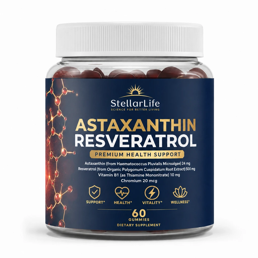 StellarLife Astaxanthin Resveratrol Gummies 60 Per Bottle